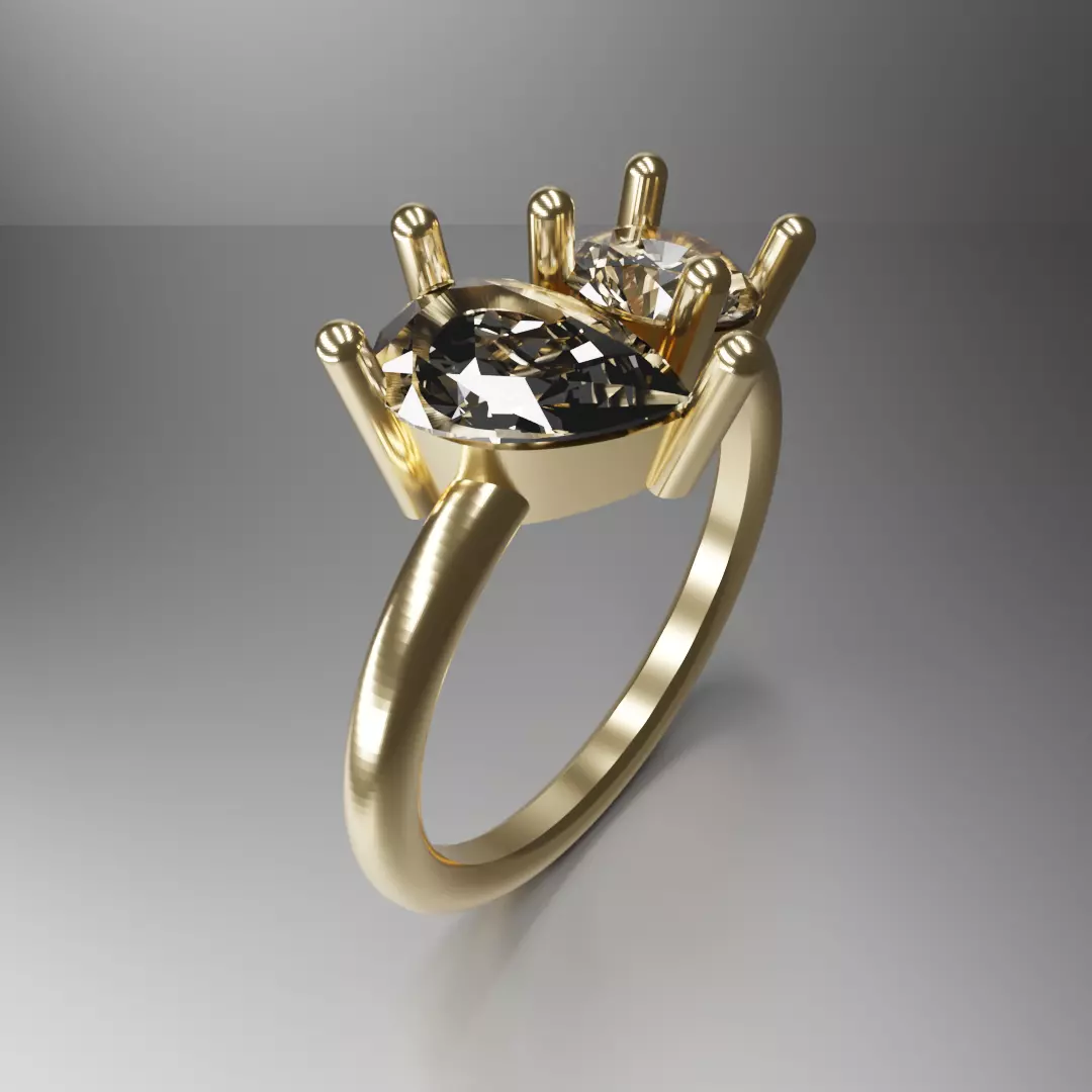 Toi et Moi Ring 3D print model_0