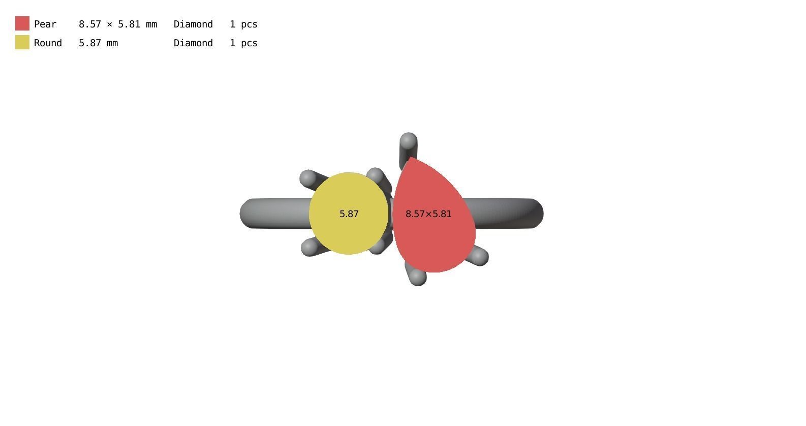 Toi et Moi Ring 3D print model_5