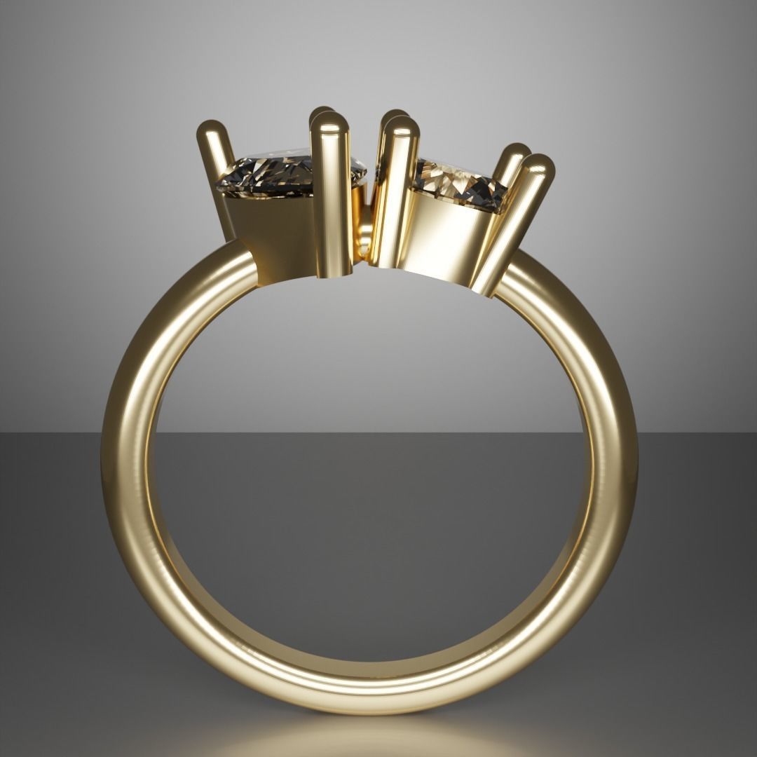 Toi et Moi Ring 3D print model_2