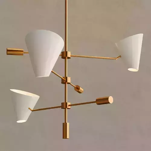 CORNET three light chandelier in brass 3D model