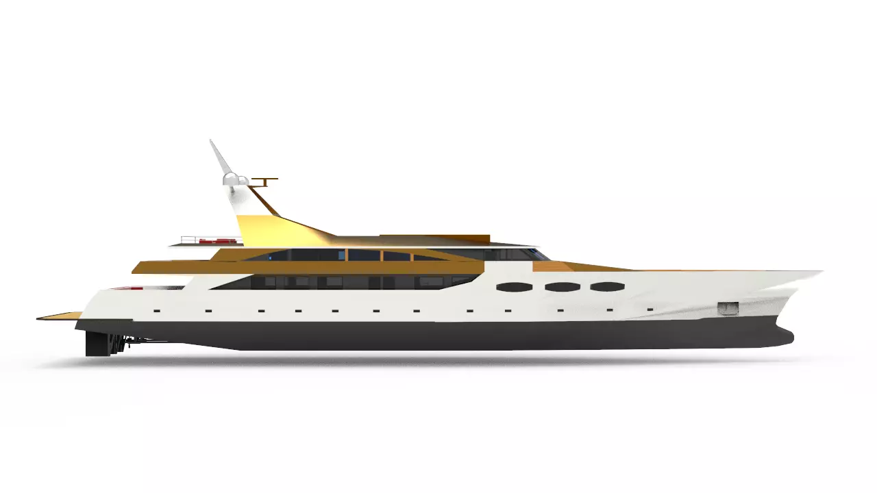 Silver yacht 3D model
