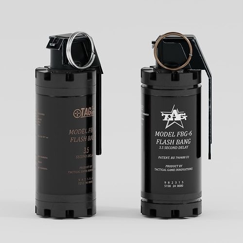 Flashbang-FBG6 two grenade canisters Low-poly 3D model