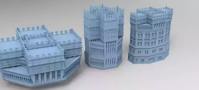 Medieval Library Tower 3 models 