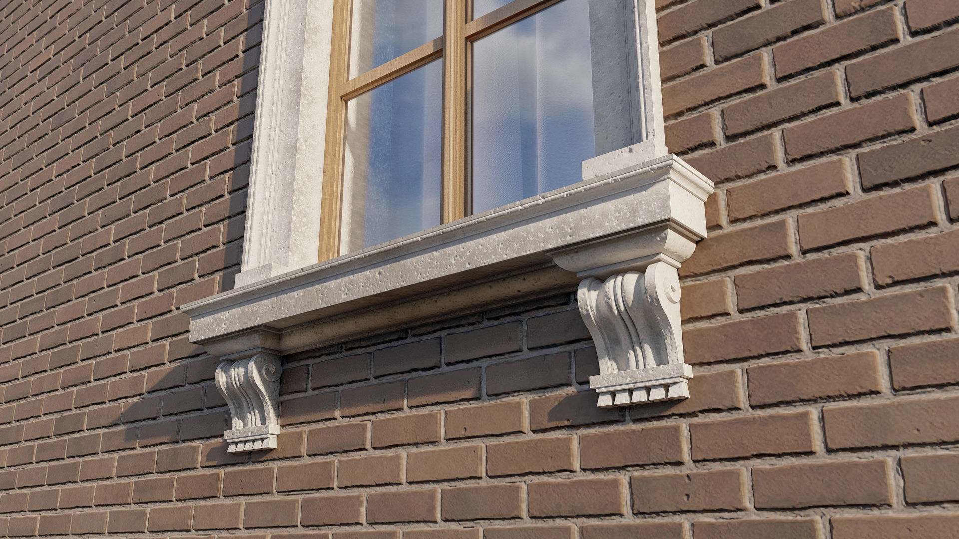 Classic window frame  3D model_5