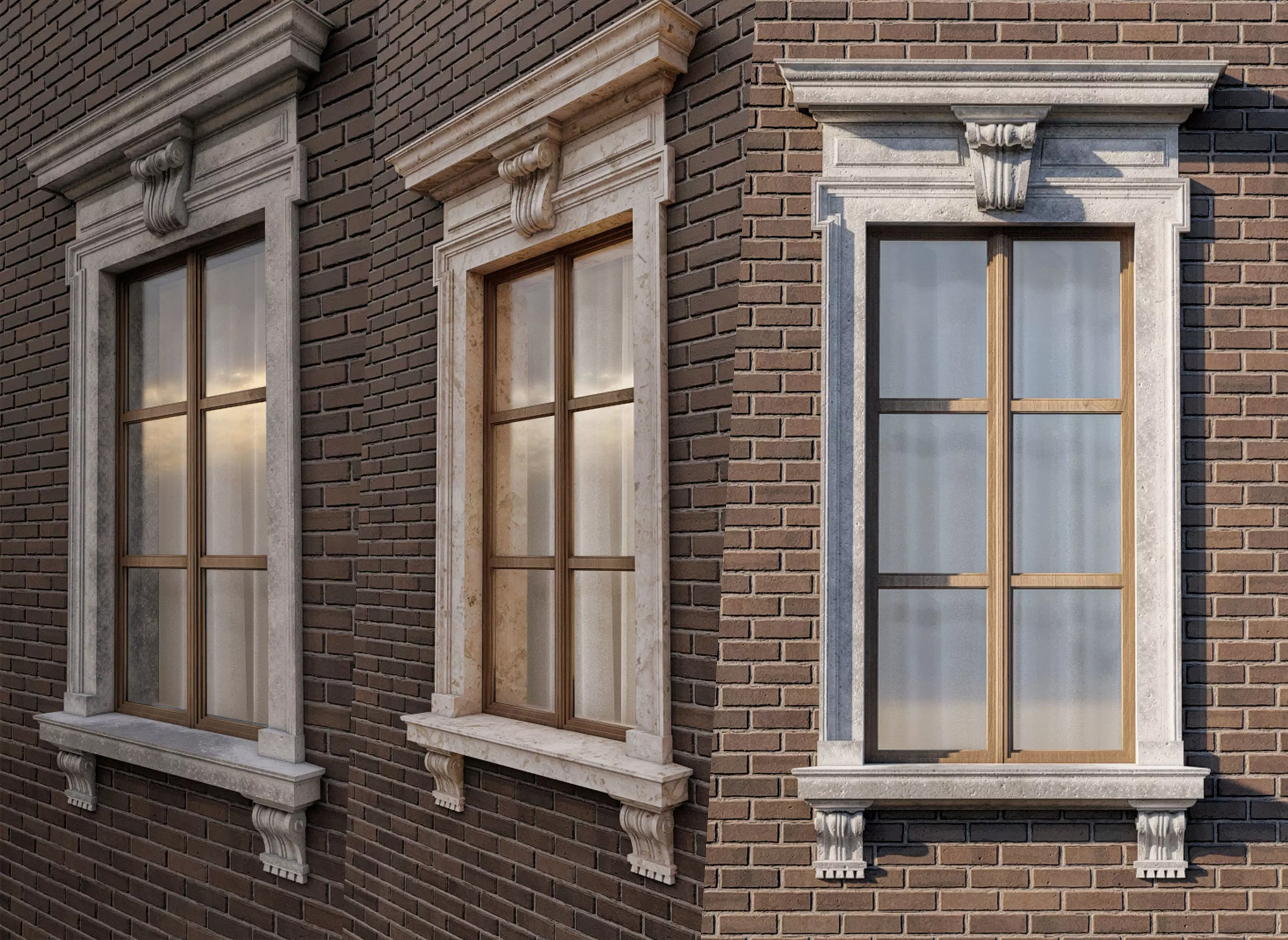Classic window frame  3D model_0