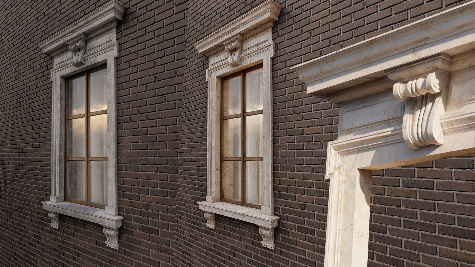 Classic window frame  3D model_3