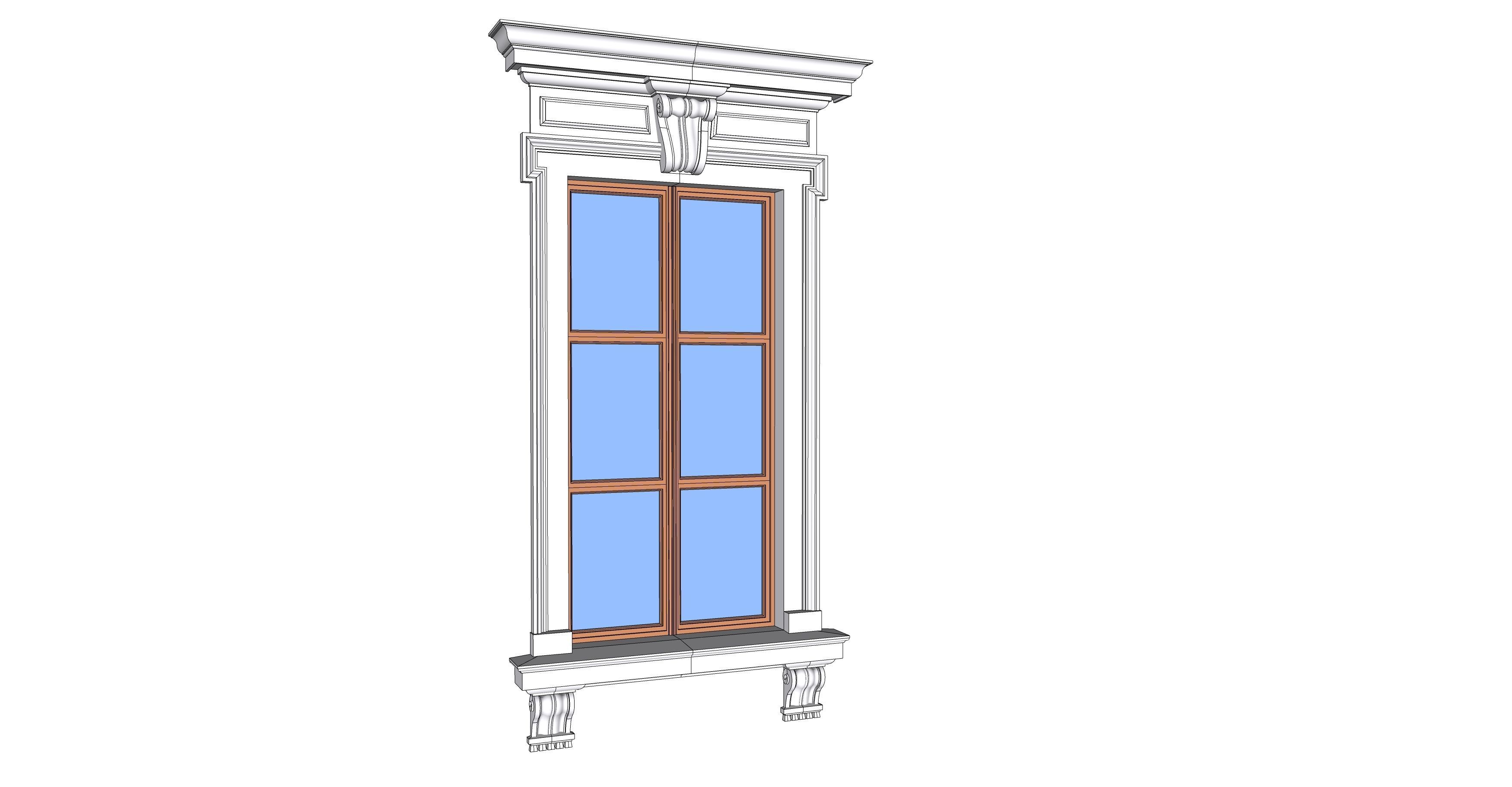 Classic window frame  3D model_10