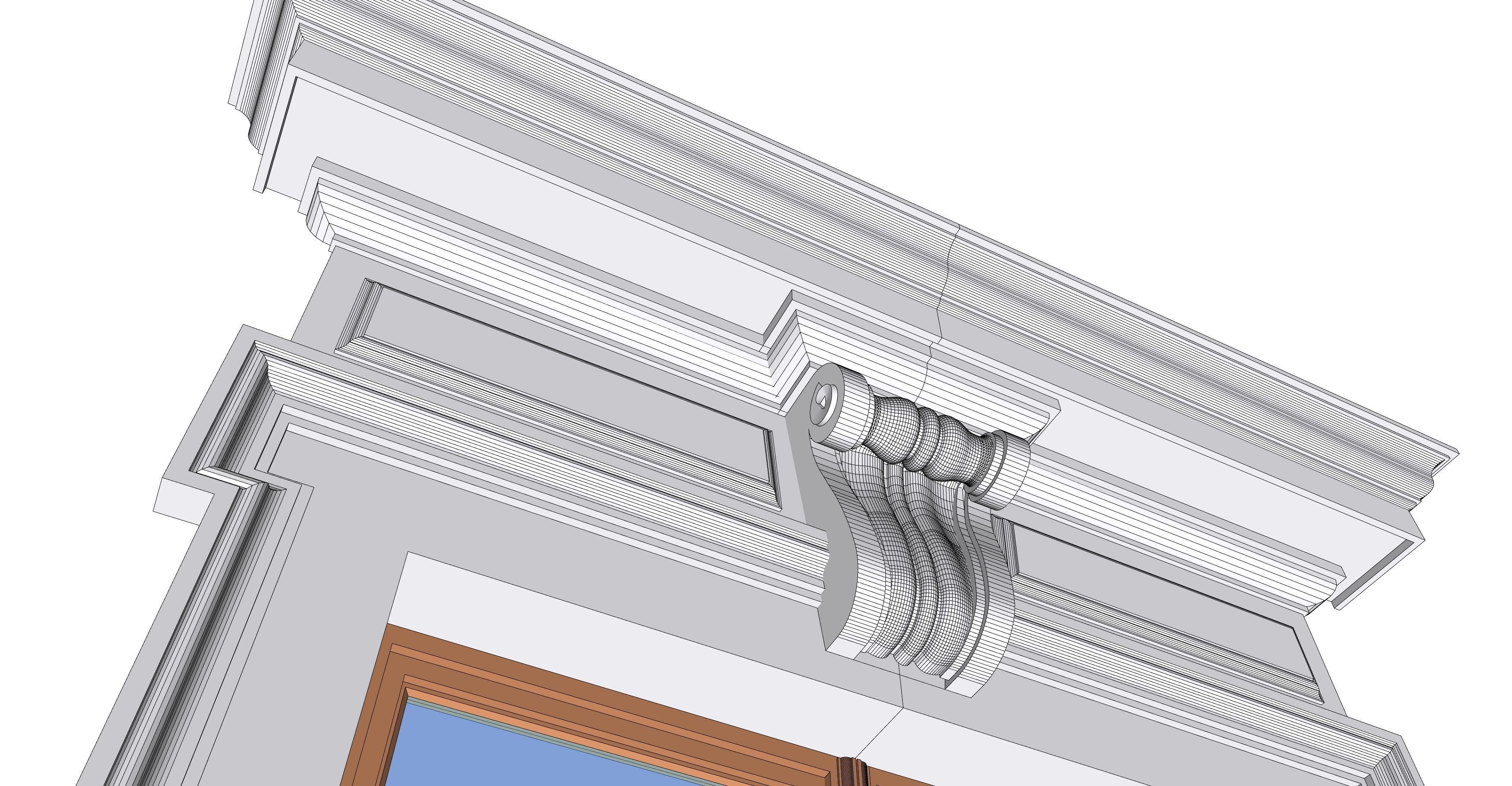 Classic window frame  3D model_13