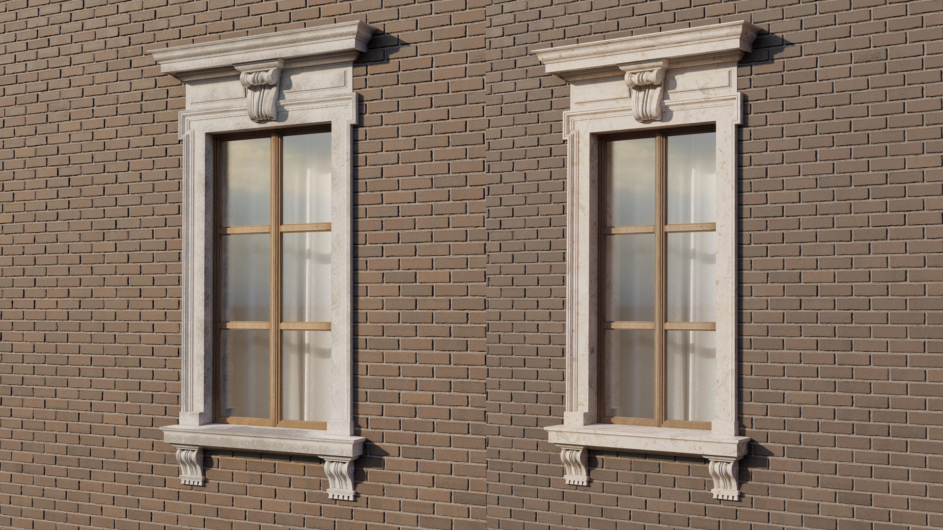 Classic window frame  3D model_4