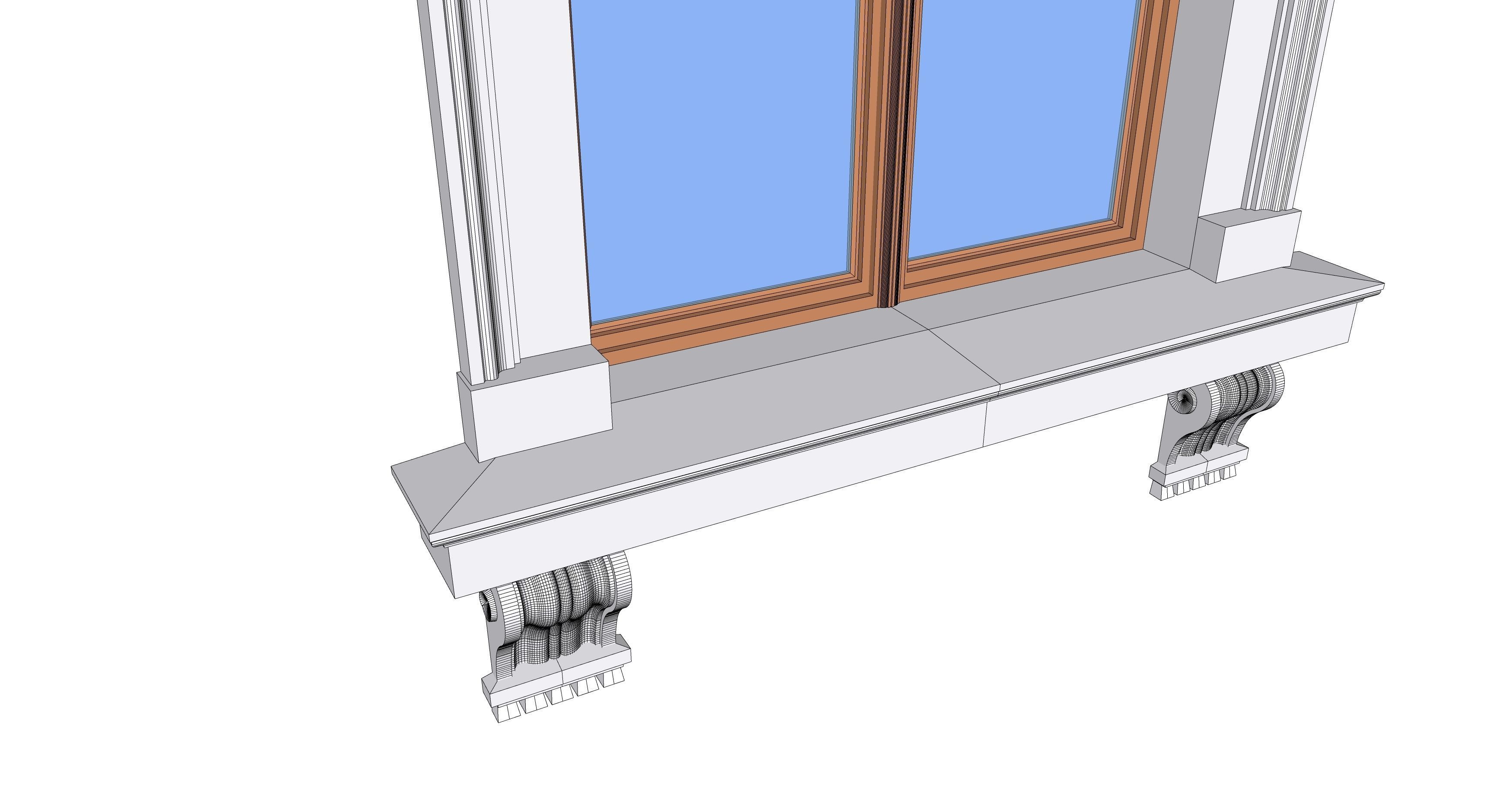 Classic window frame  3D model_11