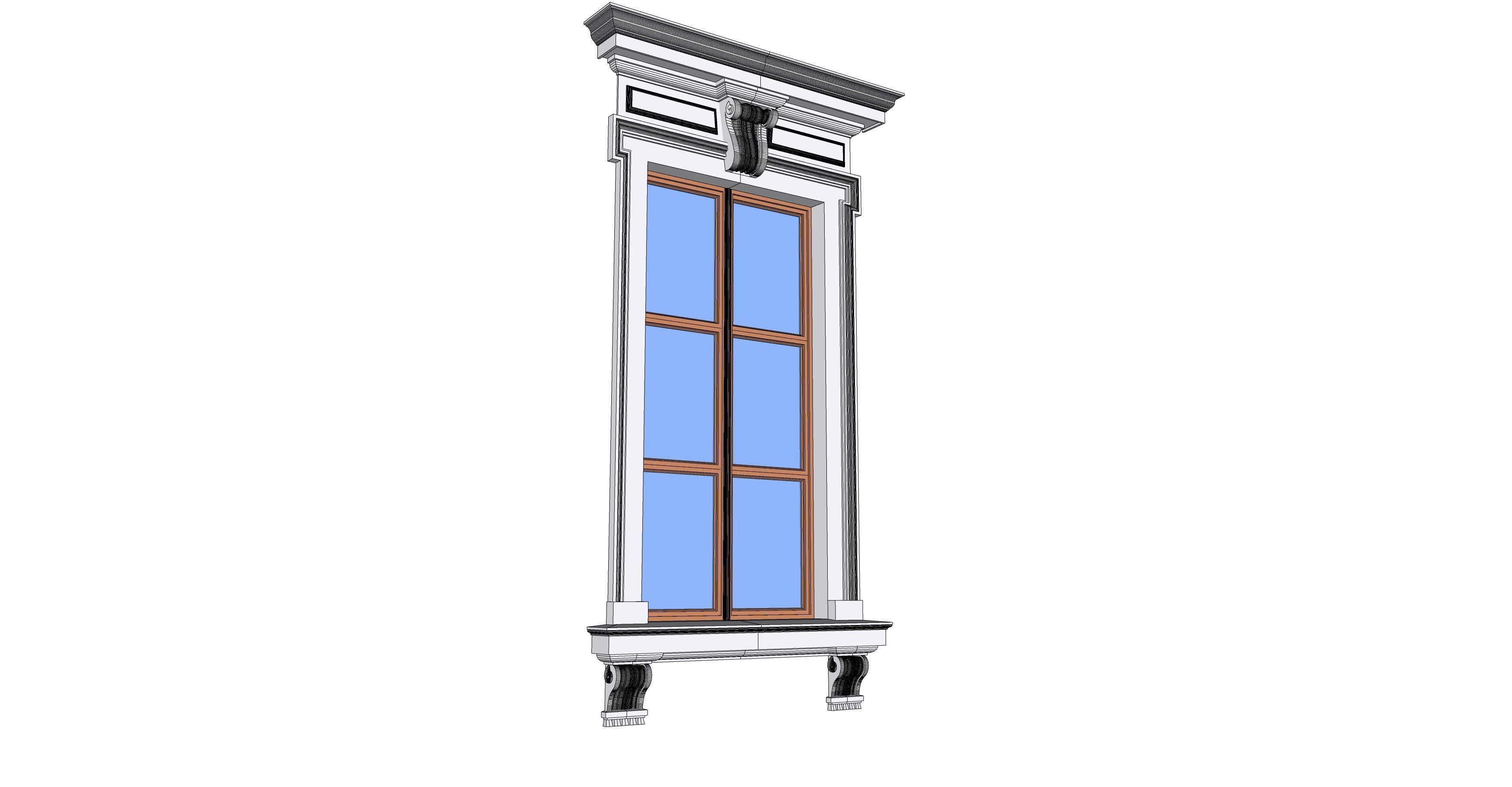 Classic window frame  3D model_12