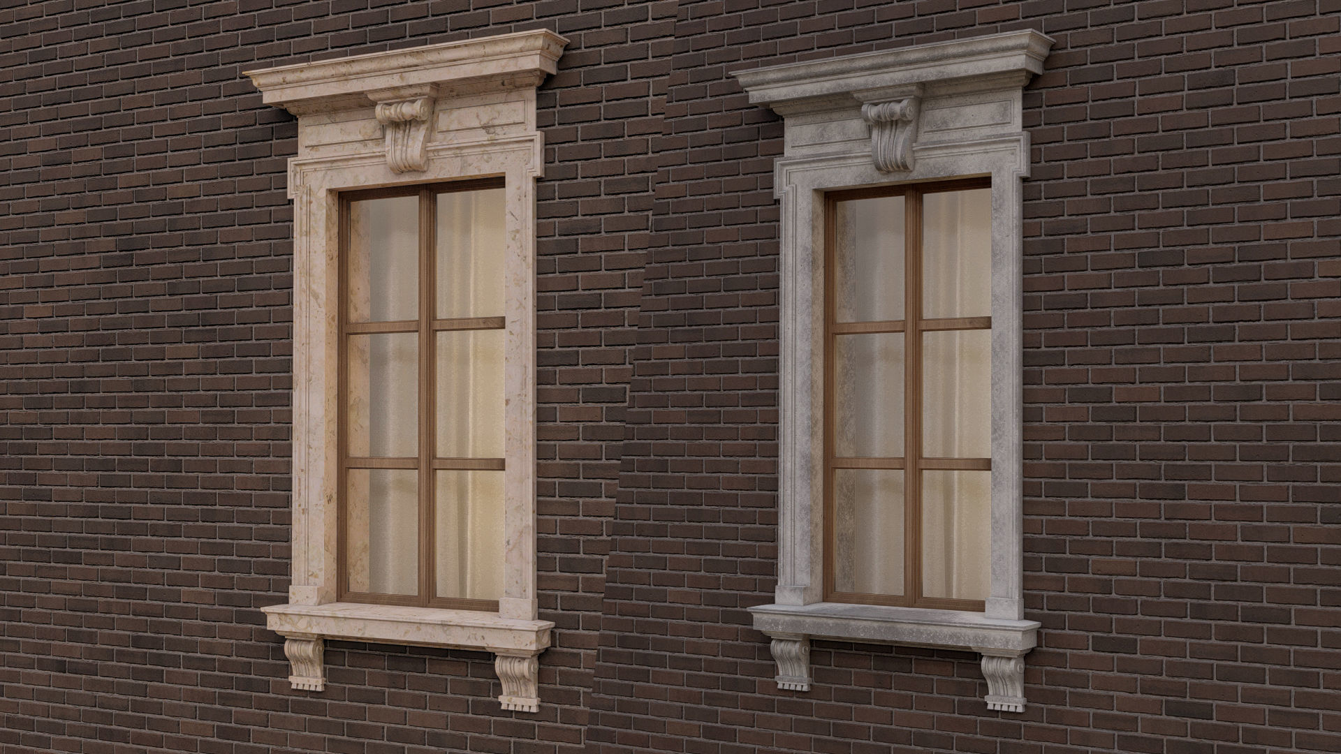 Classic window frame  3D model_7