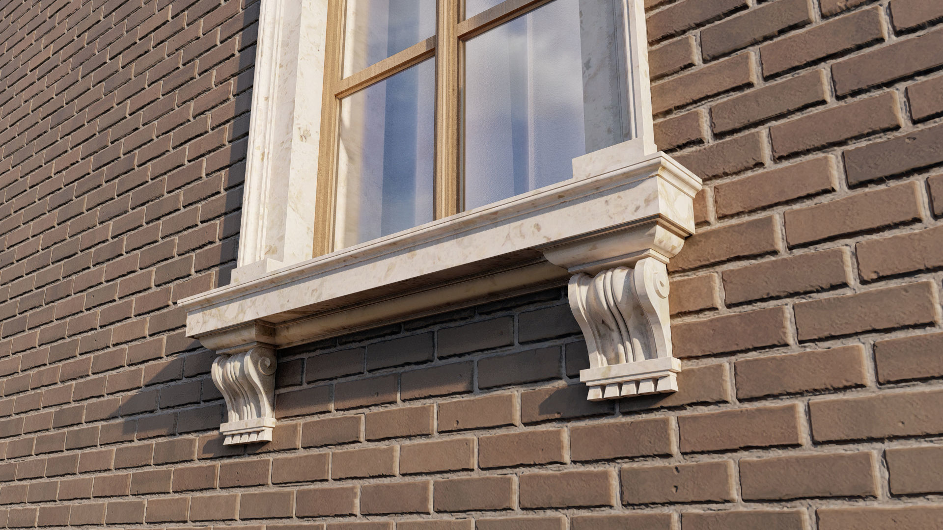 Classic window frame  3D model_6