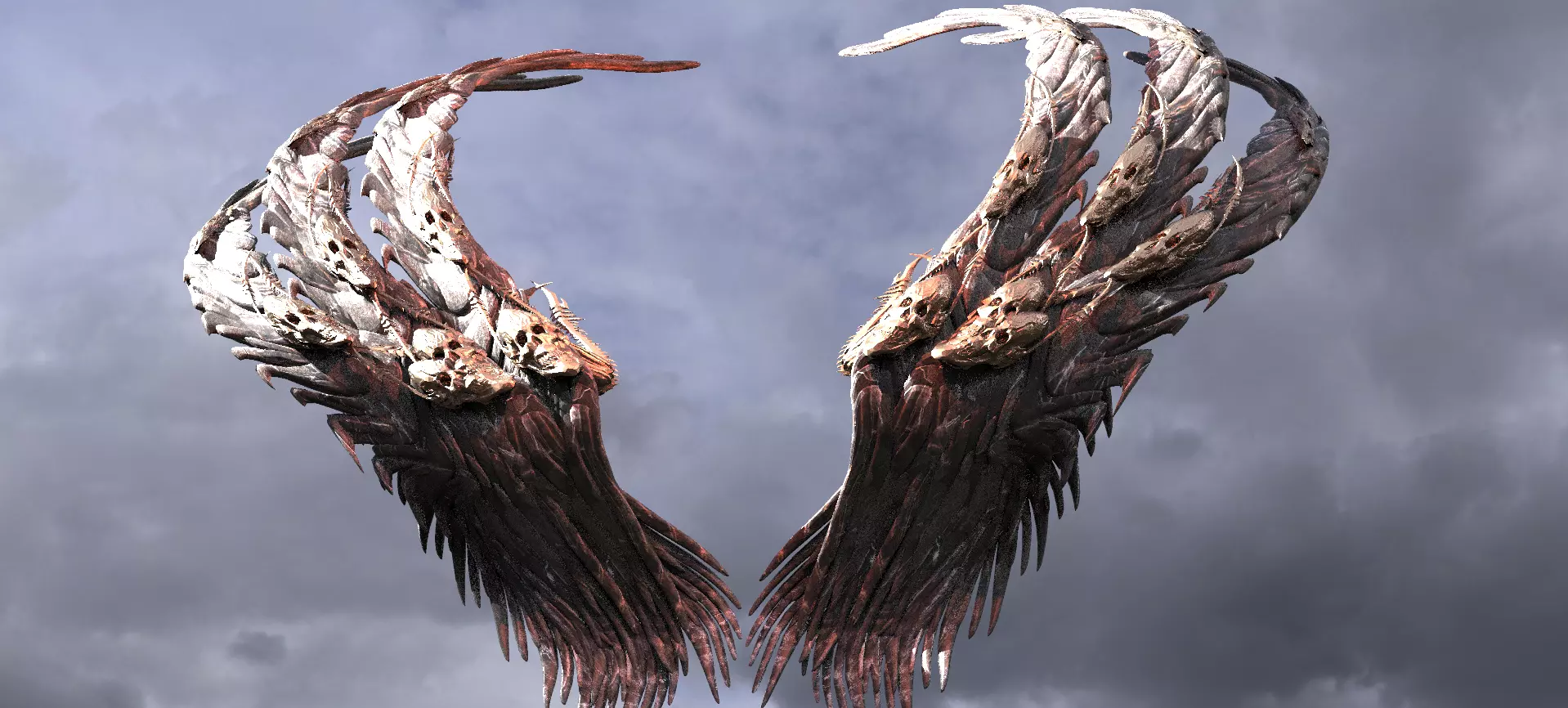 Dark Death scythe Wings 3 tiered 3D model_0
