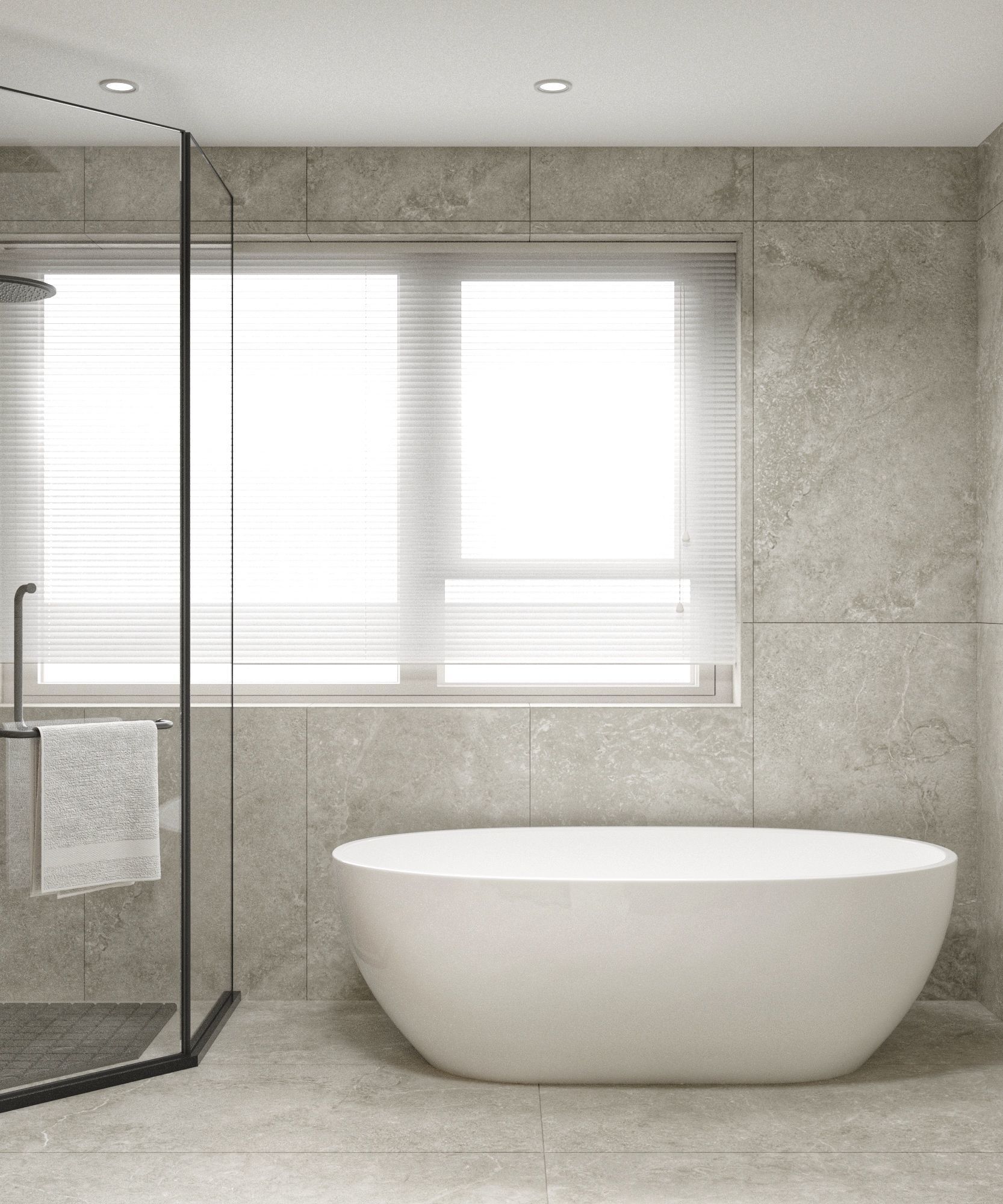 bathroom modern with walk in shower 3D model_2