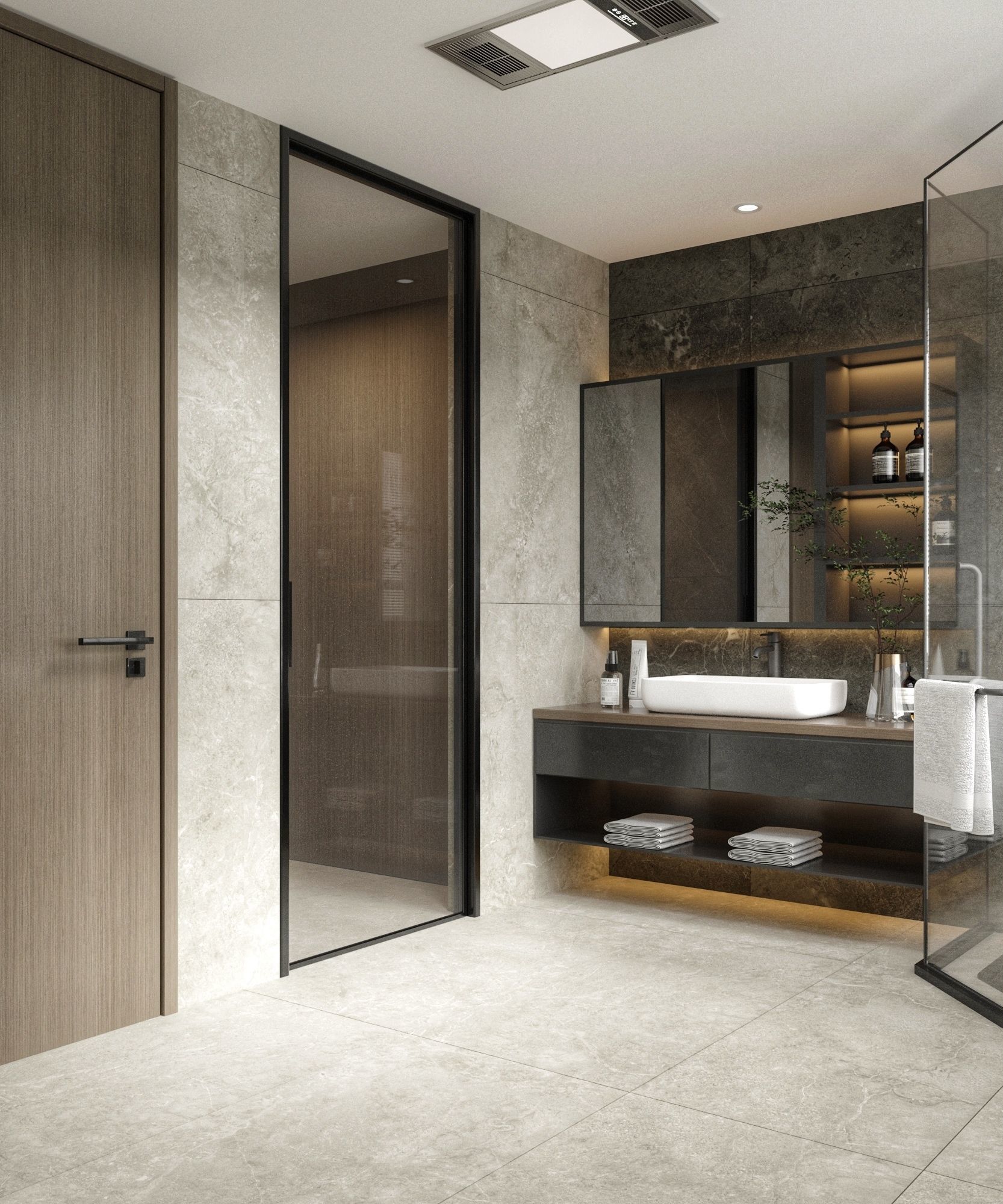 bathroom modern with walk in shower 3D model_1