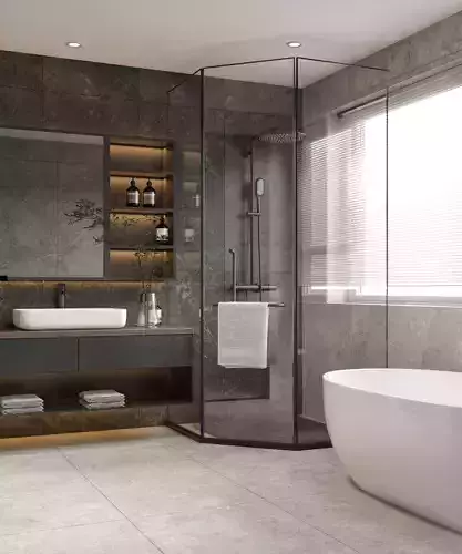 bathroom modern with walk in shower
