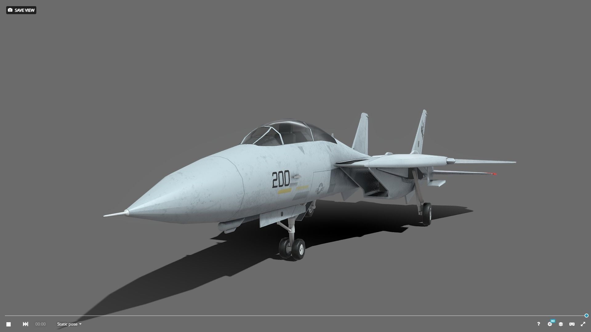 F14 Tomcat Low-poly 3D model_4