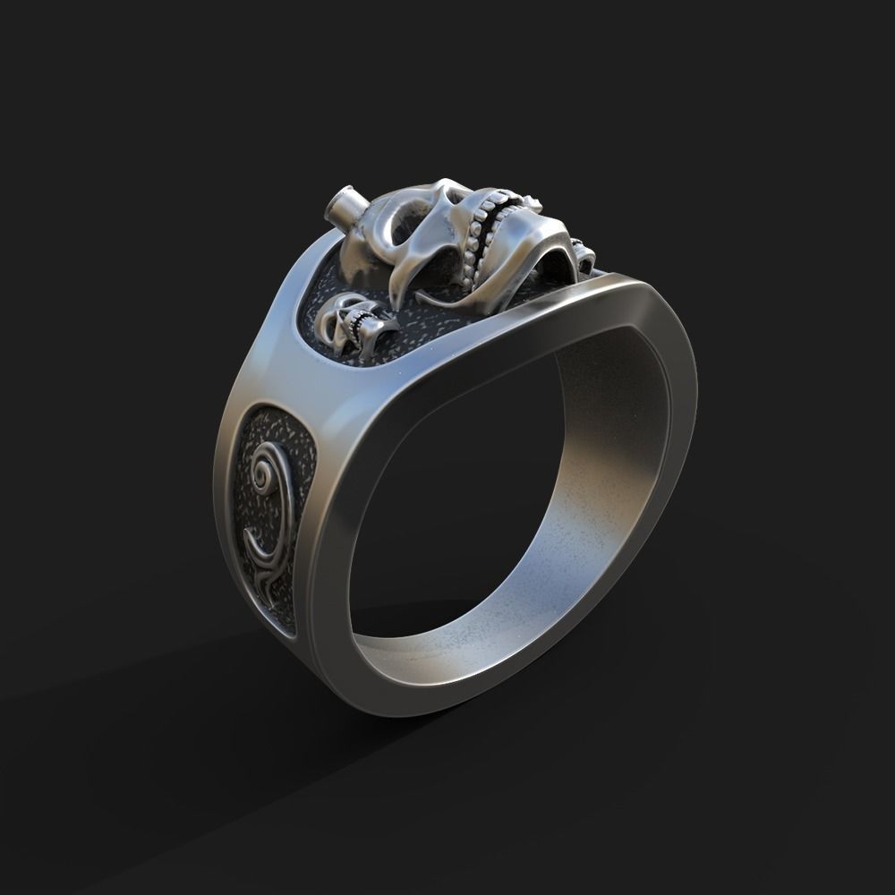 Skull ring 3D print model 3D print model_5
