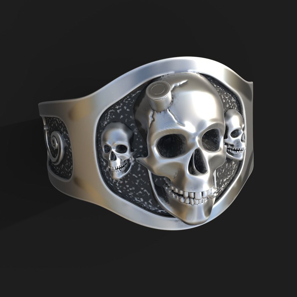 Skull ring 3D print model 3D print model_1