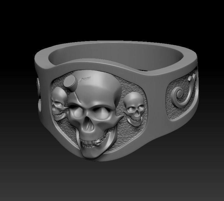 Skull ring 3D print model 3D print model_4