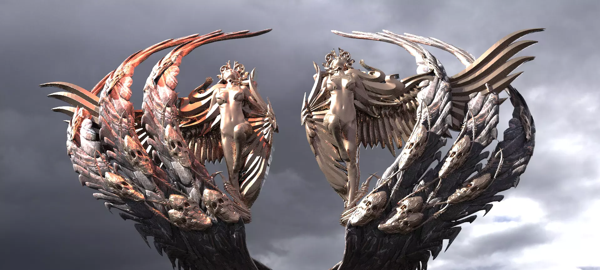 Angel Anatomy Sculptured Wings with scythe wings 2 3D model_0
