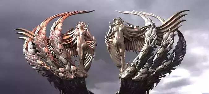 Angel Anatomy Sculptured Wings with scythe wings 2 3D model