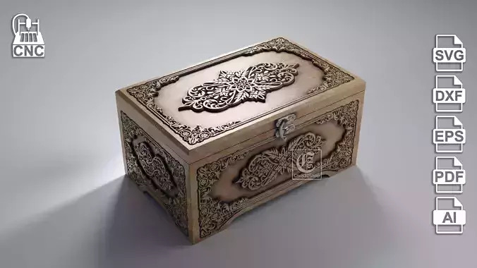 Wooden Box 2 - Files For CNC svg dxf eps ai pdf