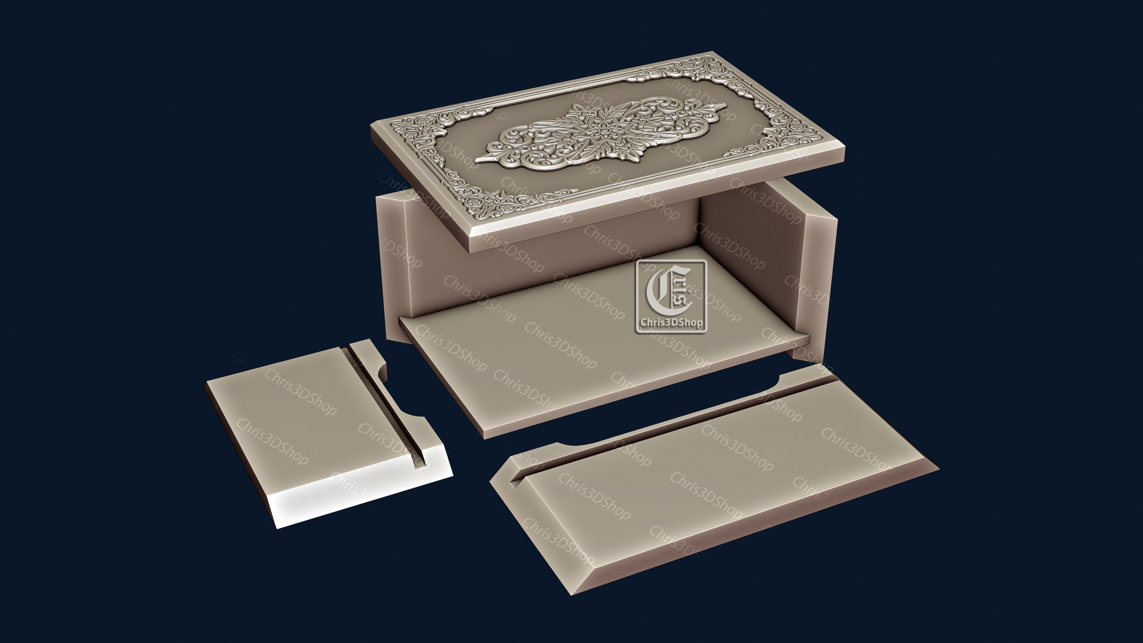 Wooden Box 2 - Files For CNC svg dxf eps ai pdf 3D model_1