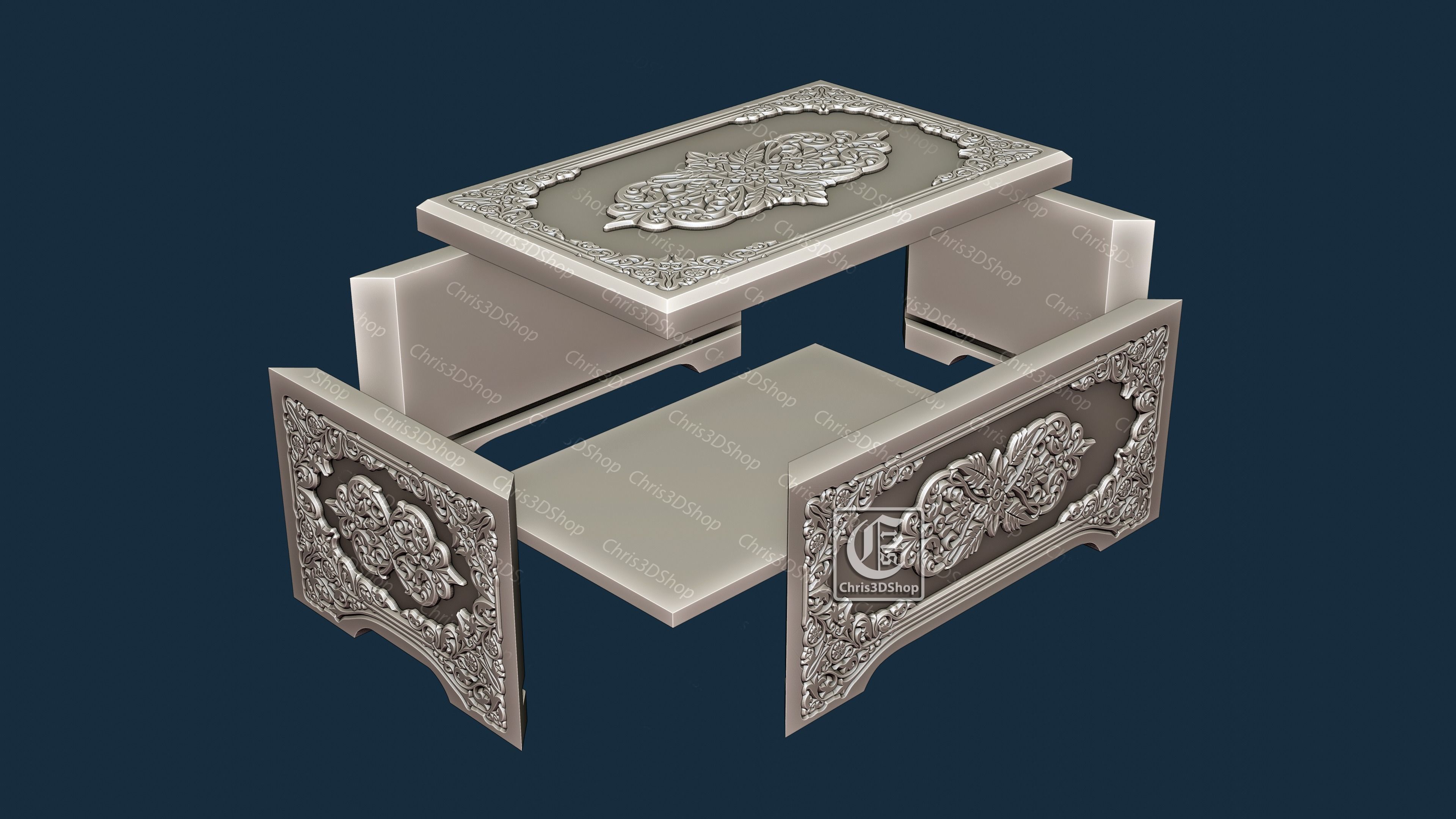 Wooden Box 2 - Files For CNC svg dxf eps ai pdf 3D model_2