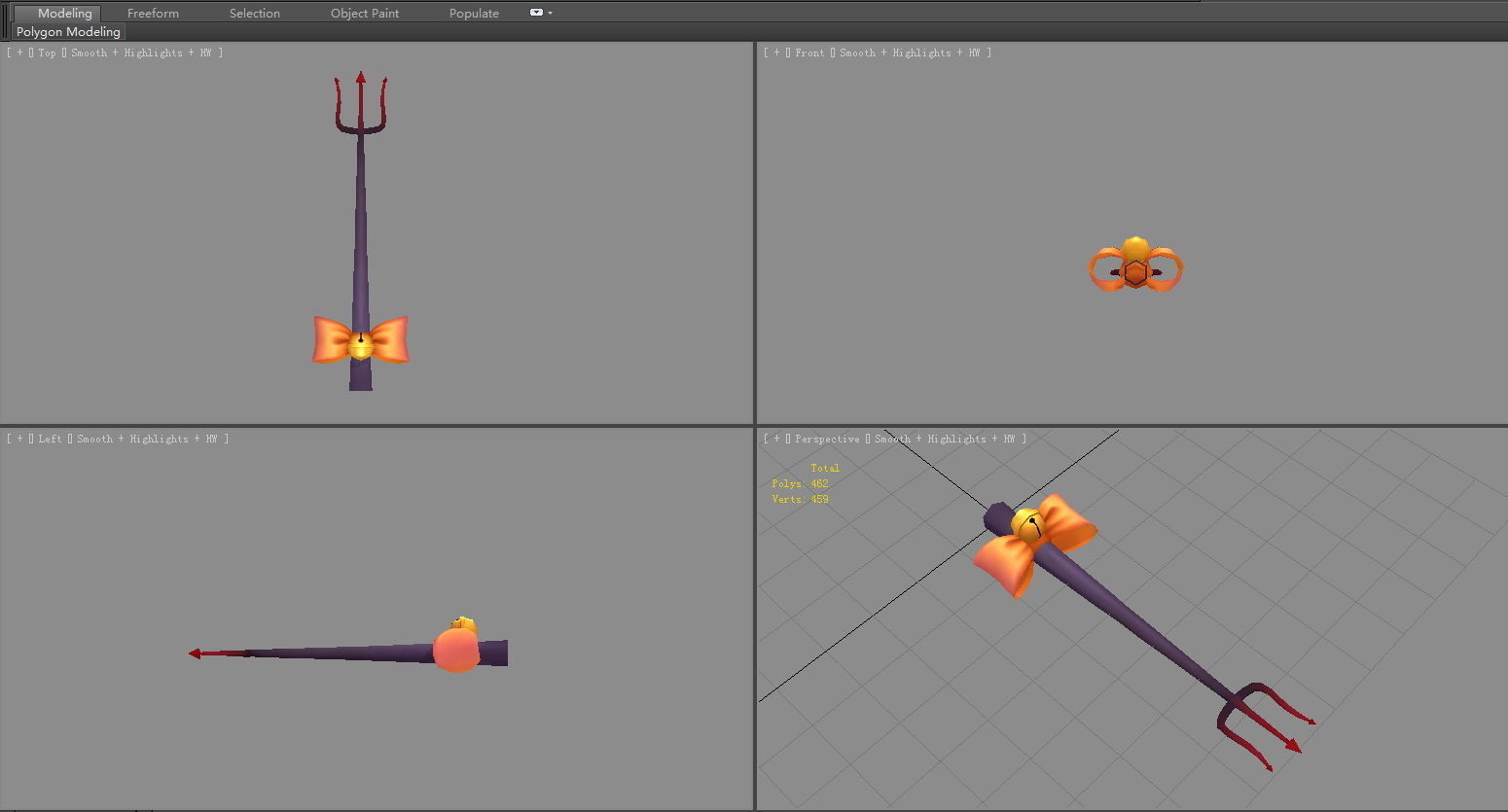 Cartoon devil tail - female Low-poly 3D model_3