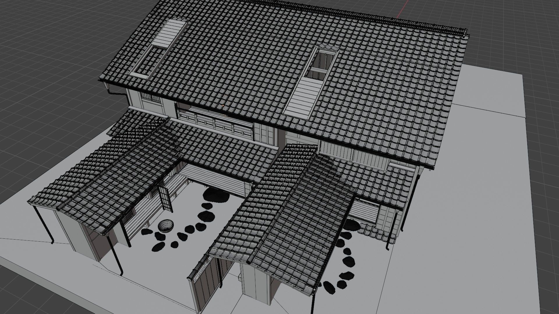 Traditional Kyoto Style row house in Japan 3D model_15