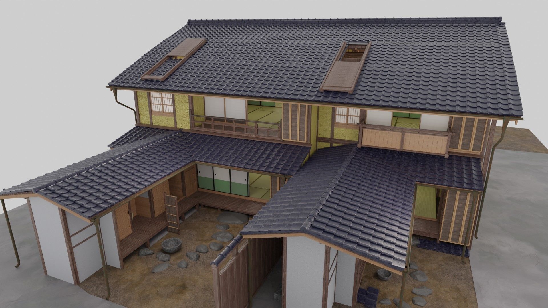 Traditional Kyoto Style row house in Japan 3D model_3