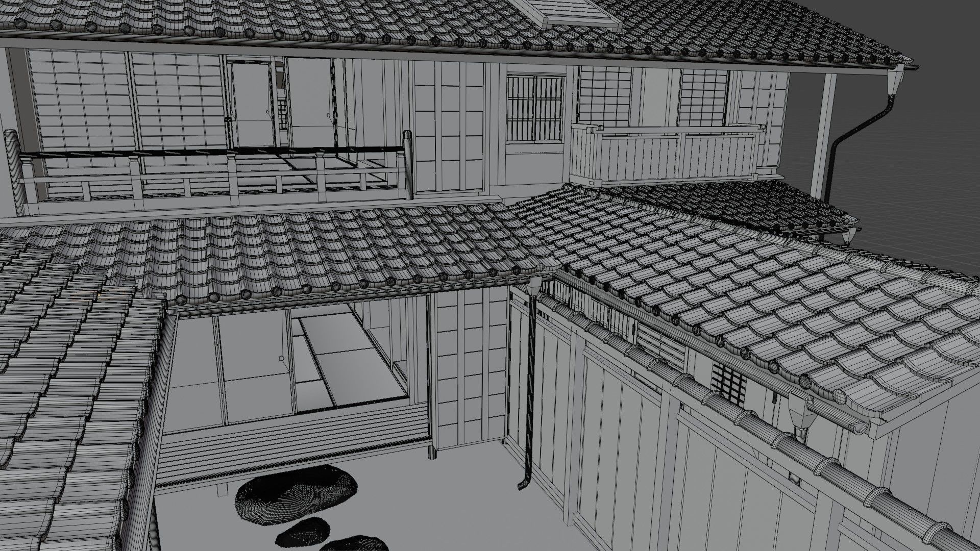 Traditional Kyoto Style row house in Japan 3D model_18