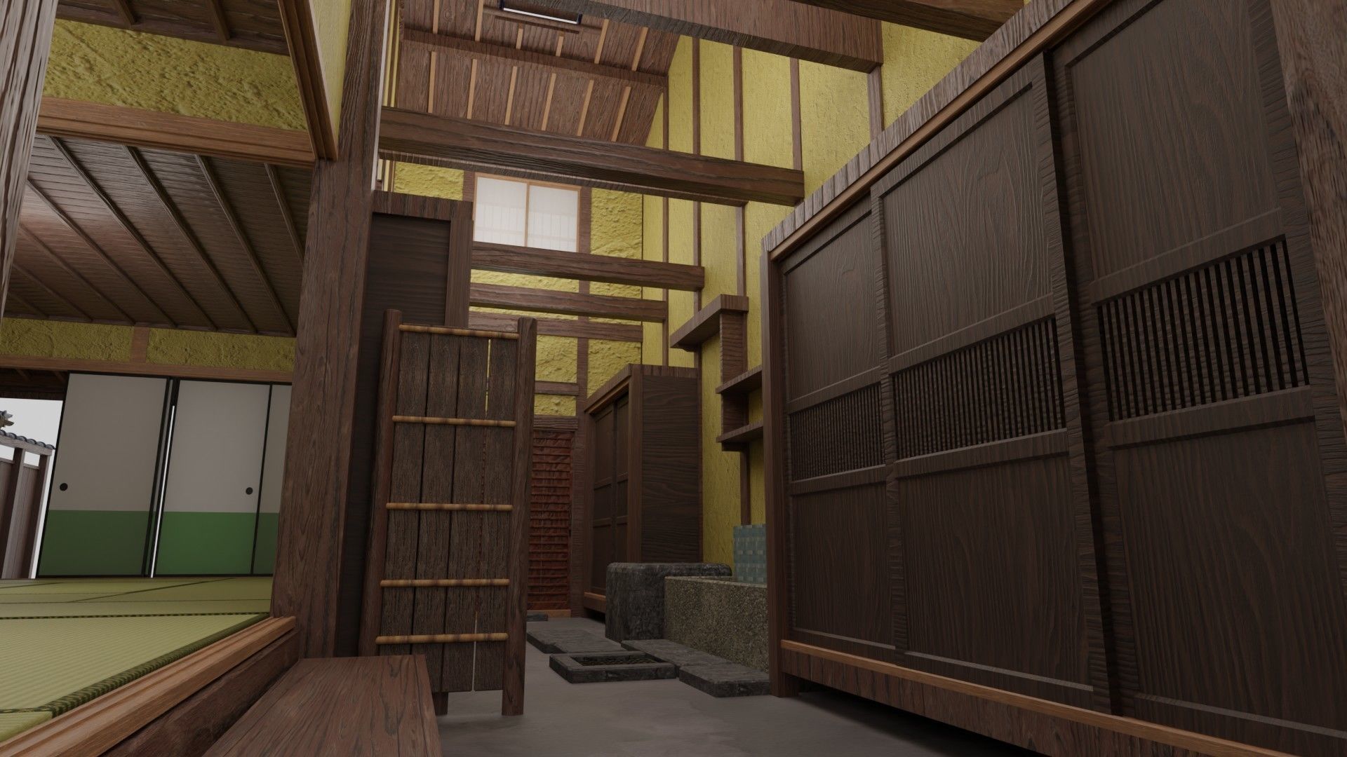 Traditional Kyoto Style row house in Japan 3D model_6