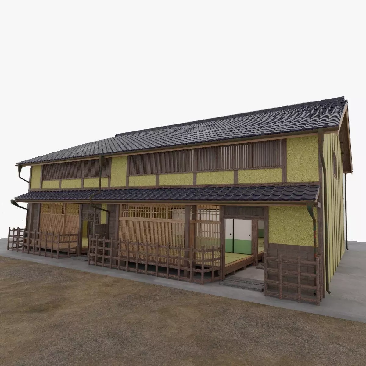 Traditional Kyoto Style row house in Japan 3D model_0