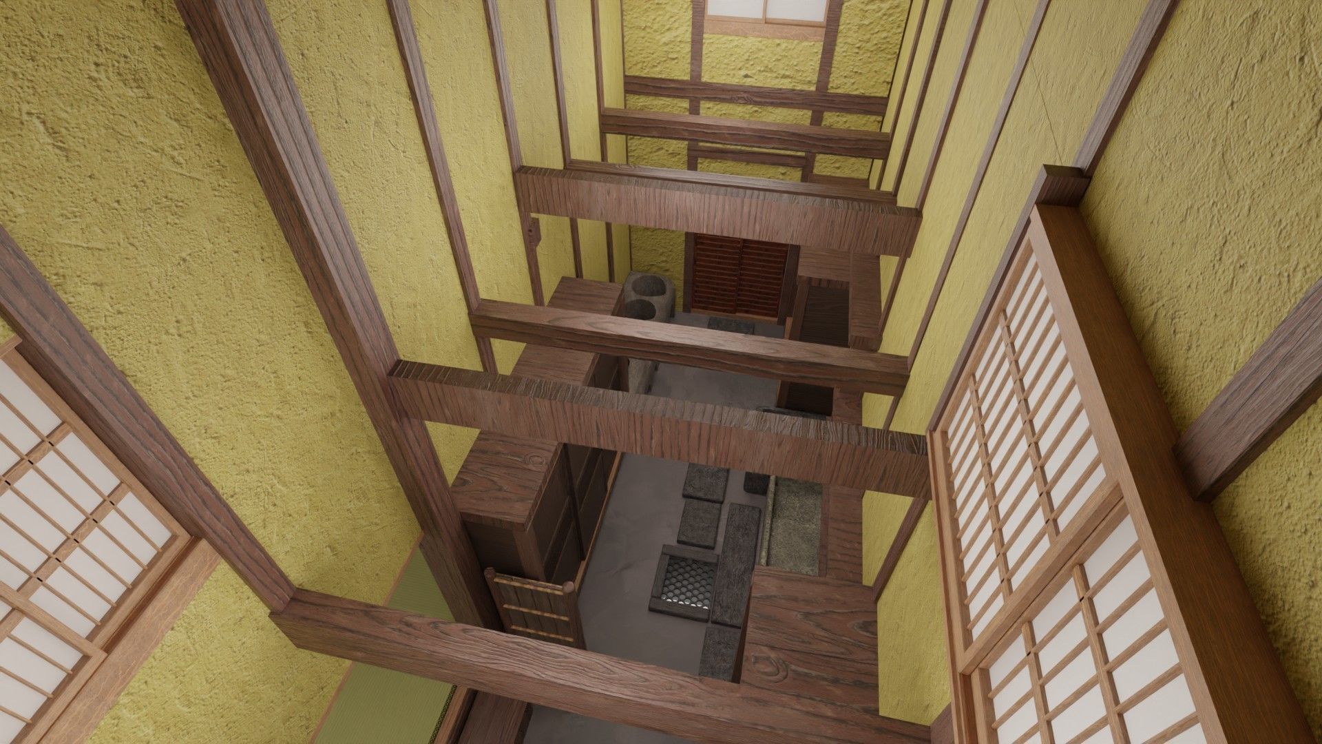 Traditional Kyoto Style row house in Japan 3D model_7