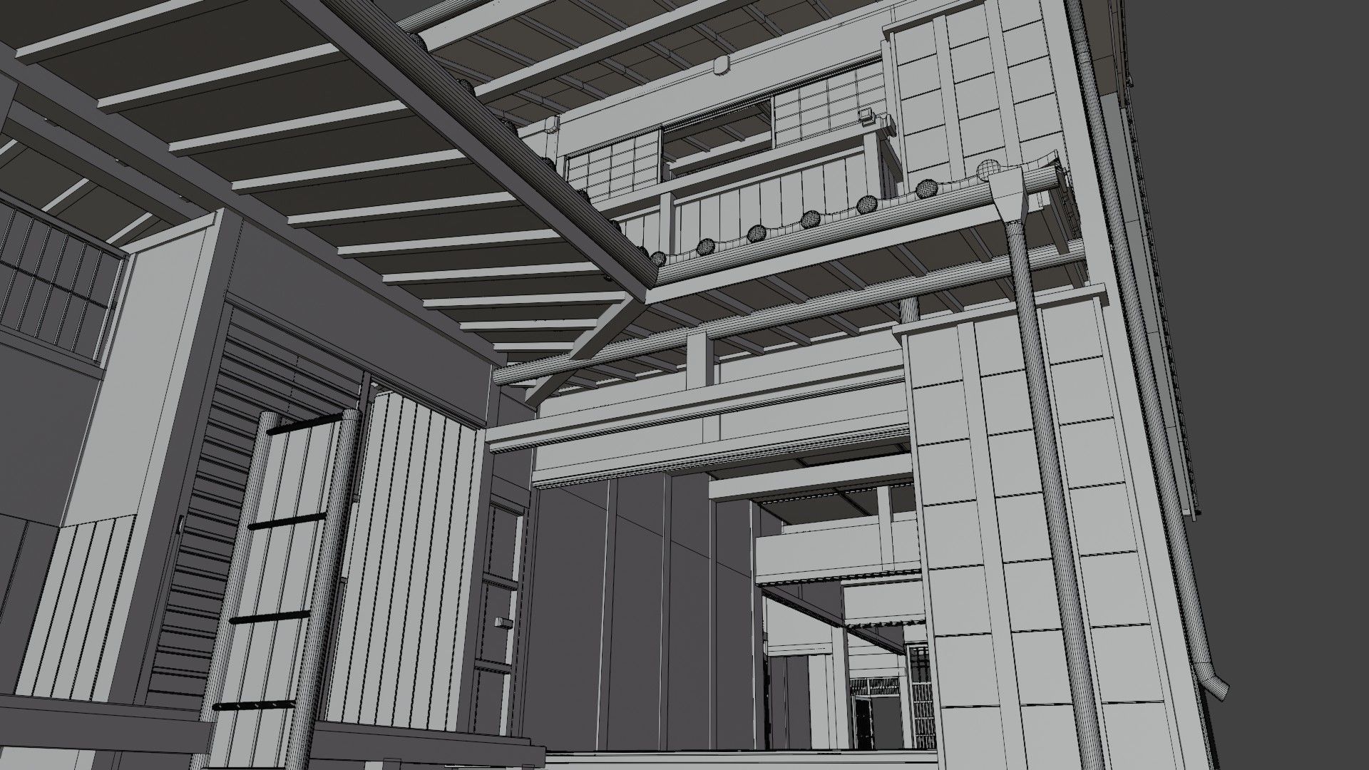 Traditional Kyoto Style row house in Japan 3D model_17