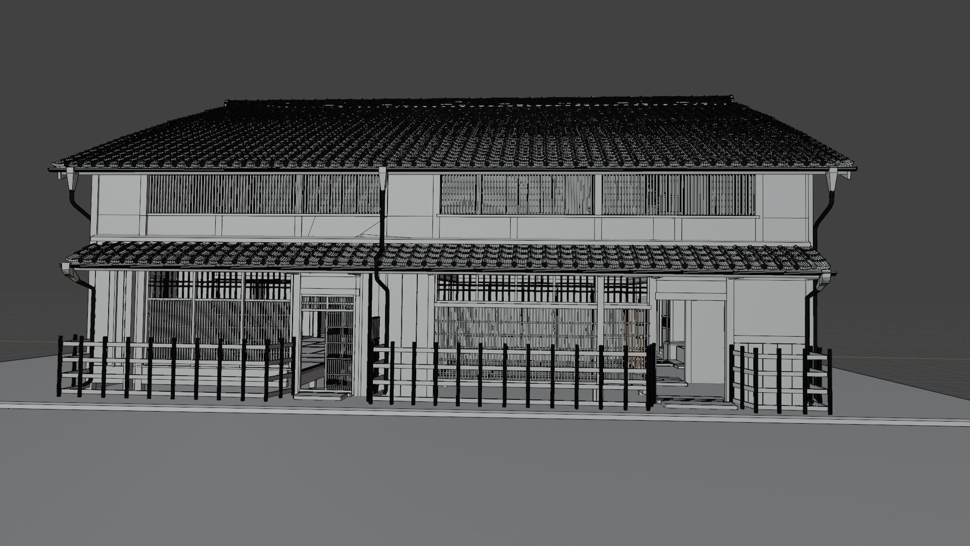 Traditional Kyoto Style row house in Japan 3D model_14
