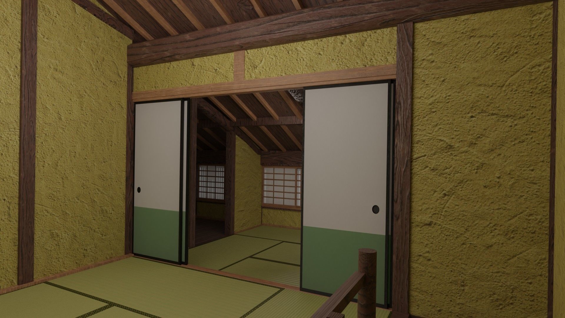 Traditional Kyoto Style row house in Japan 3D model_12