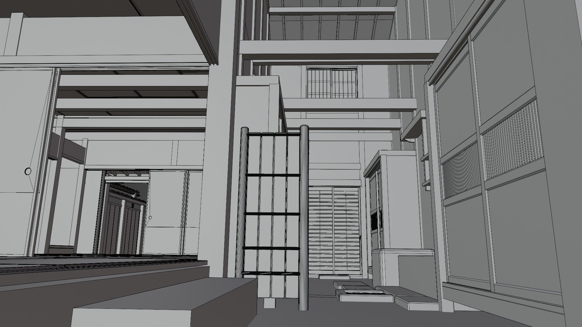 Traditional Kyoto Style row house in Japan 3D model_16