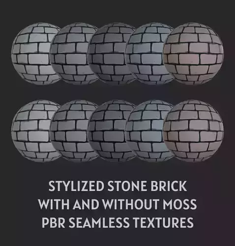 10 Stylized PBR Seamless Stone Brick Textures