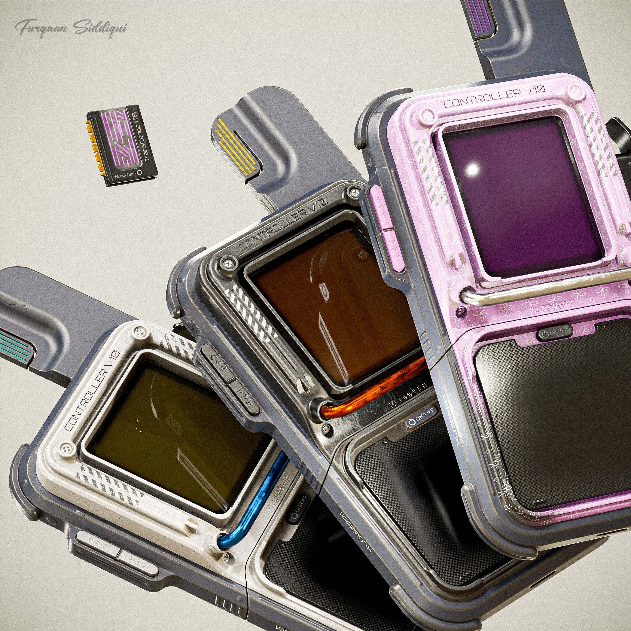 Sci-fi Controller V10 PBR Low-poly 3D model_9