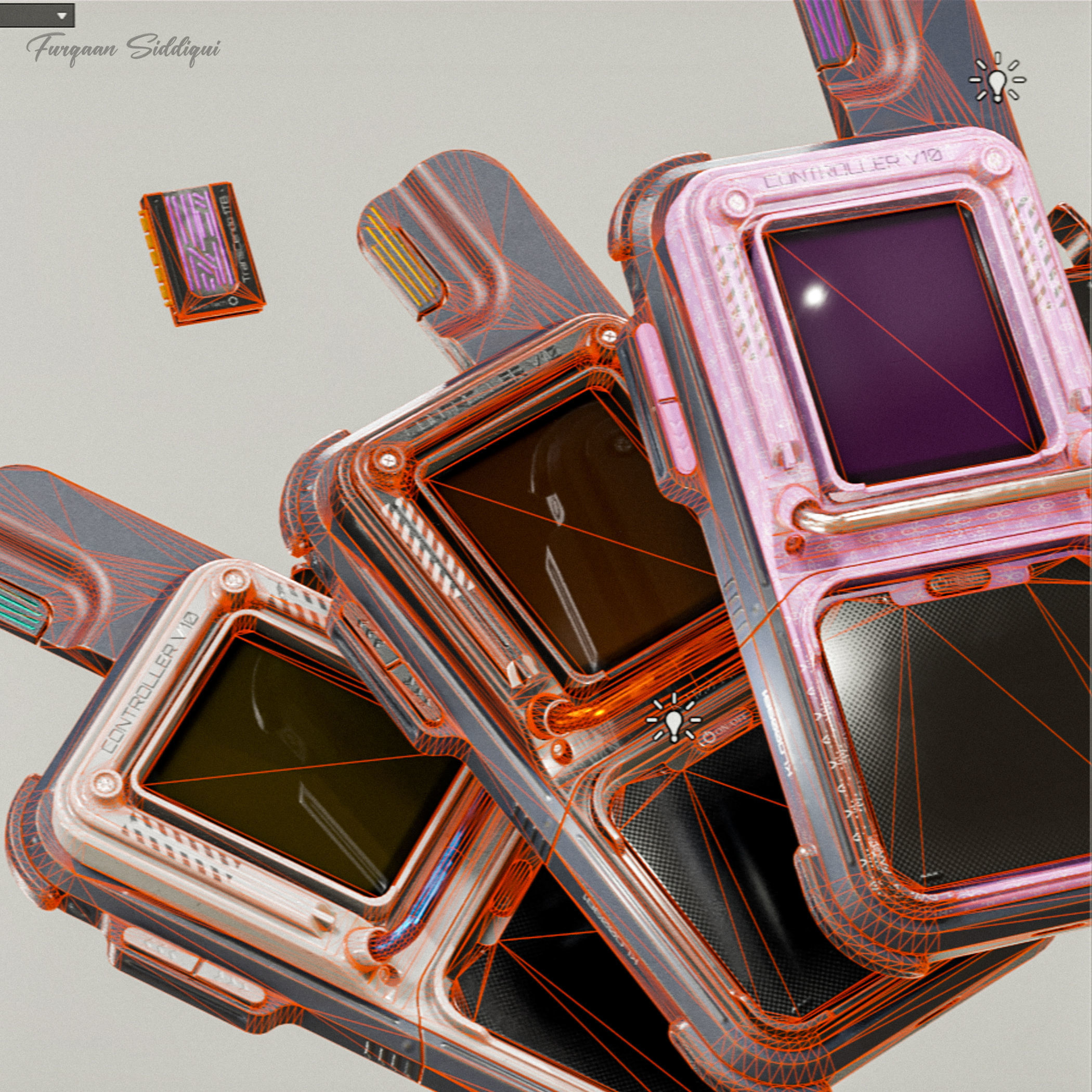 Sci-fi Controller V10 PBR Low-poly 3D model_14