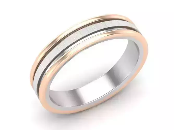 AV 425 White and Rose Gold Wedding Band