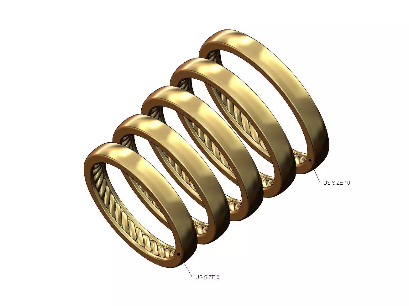 Inner braided thin cigar band US sizes 6to10 3D print model