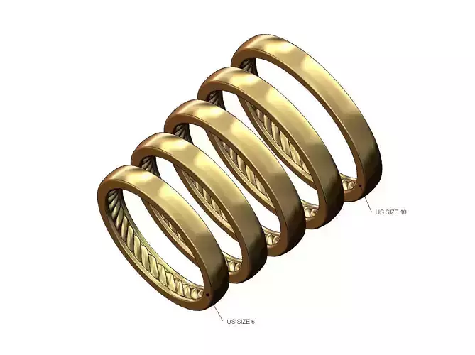 Inner braided thin cigar band US sizes 6to10