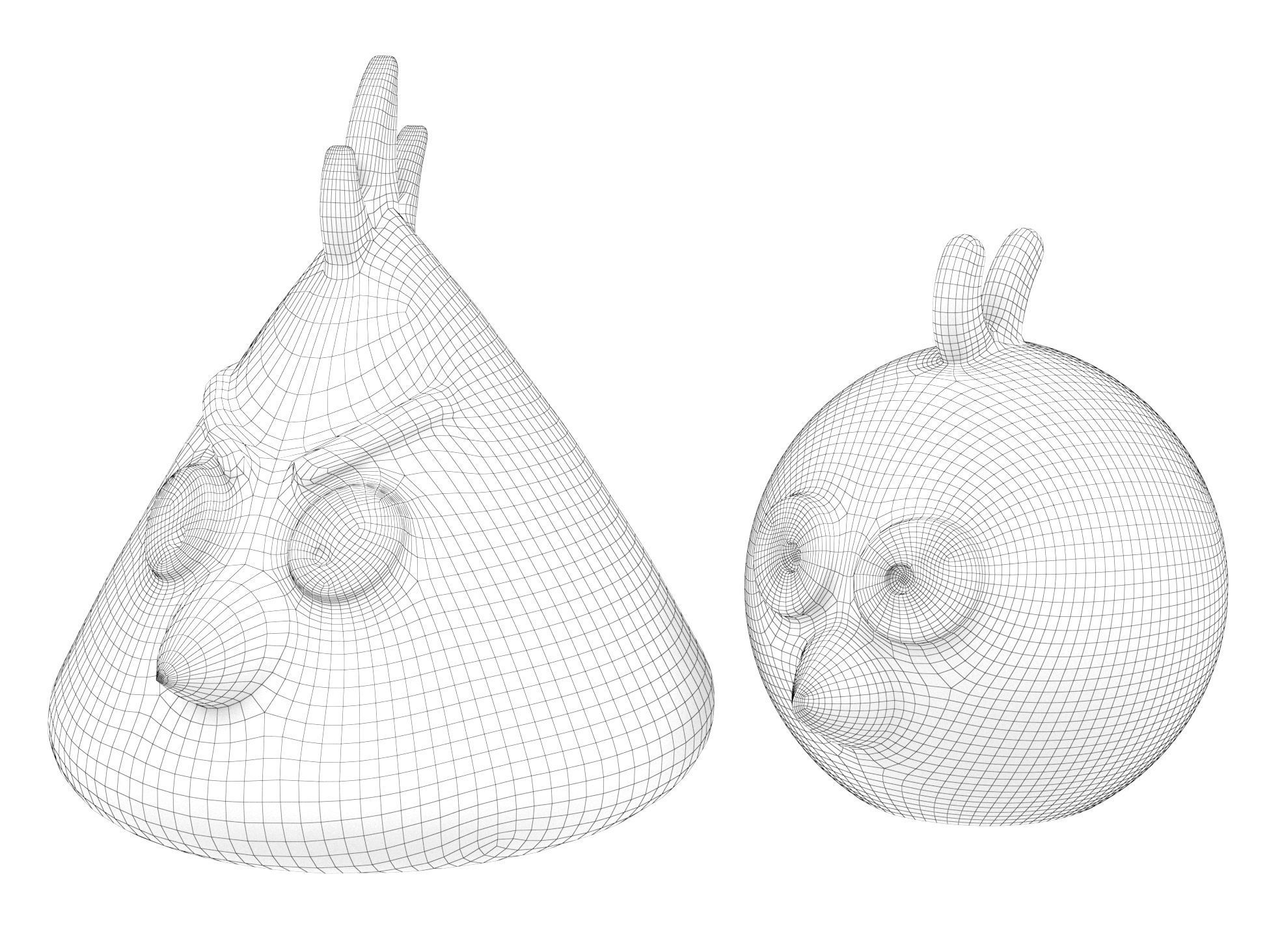 Hen with chickens 3D model_1