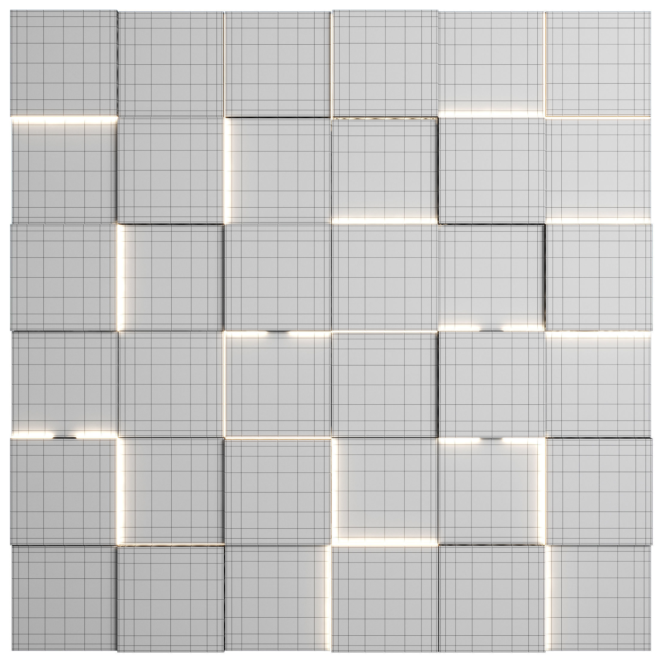 Wooden 3d wall panels with led light 3D model_2