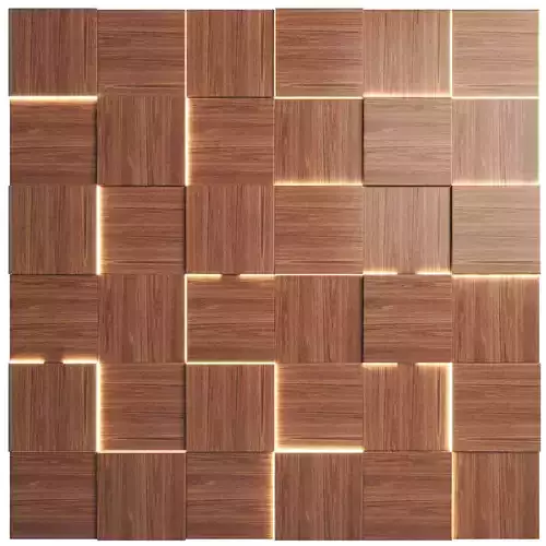 Wooden 3d wall panels with led light 3D model